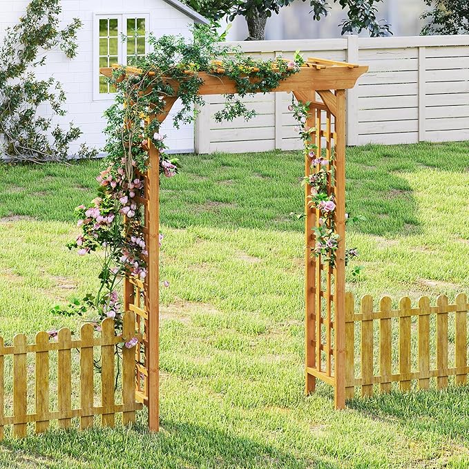Wood Garden Arbor – Outdoor Wooden Arch Pergola for Garden, Backyard, Patio & Wedding – Durable, Elegant Design for Climbing Plants and Vines