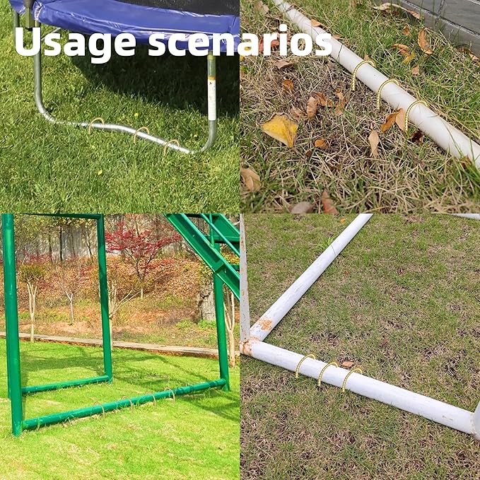 11 Pack 12 Inch Rebar Stakes Anti-Rust Galvanized Steel U Shape Hook Strong Ground Anchors for Tents, Position Kits, Fences, Trampolines Landscape Fabric for Farm Garden