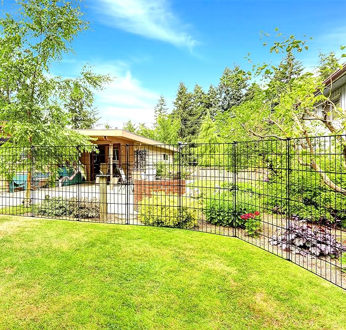 ARIFARO Decorative Garden Fence 5 Panels 40in (H) x 11.5ft (L) No dig Animal Barrier Fencing,Pet Fence Rustproof Metal Wire Panel Border for Dog,Rabbits, and Patio