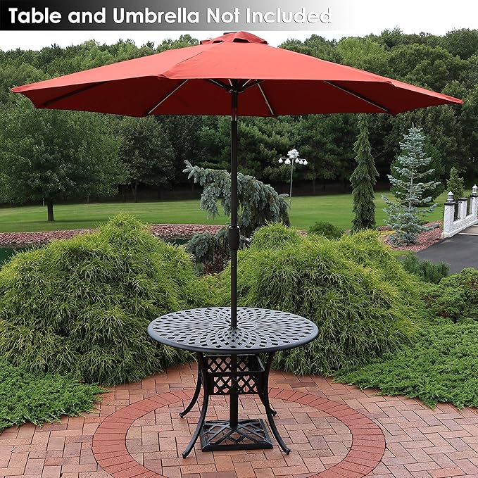 Sunnydaze 17lb Cast Iron Patio Umbrella Base - Heavy-Duty Square Metal Outdoor Market Umbrella Stand for Outside - 17-Inch - Black - Modern Geometric
