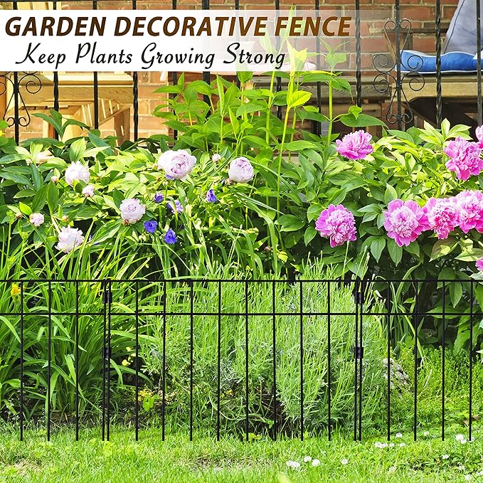 21 Pack - 17"x12" Animal Barrier Fence, 30Ft(L) No Dig Fence for Dogs with Strong Snap Connect, 4 Gauge Black Powder Coated Steel, Dog Rabbits Fence Barrier for Outdoor Landscaped Yard