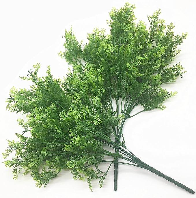 CATTREE Artificial Shrubs Bushes, Plastic Fern Leaves Simulation Faux Grass Realistic Fake Plants Wedding Indoor Outdoor Home Garden Verandah Kitchen Table Centerpieces Arrangements Decoration 4 pcs
