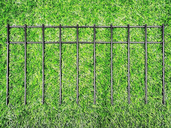 Adavin Small/Medium Animal Barrier Fence 20 Pack 20 in(L) X 10 in(H) Underground Decorative Garden Fencing, Dog Rabbits Fences Black Metal Fence Panel Ground Stakes for Outdoor Patio. Total 33.5 Ft