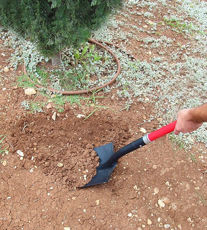 TABOR TOOLS Shovel with Rounded Blade and Long Straight 45 Inch Fiberglass Handle, Digging Spade. J202A. (Straight Handled, Round Blade)