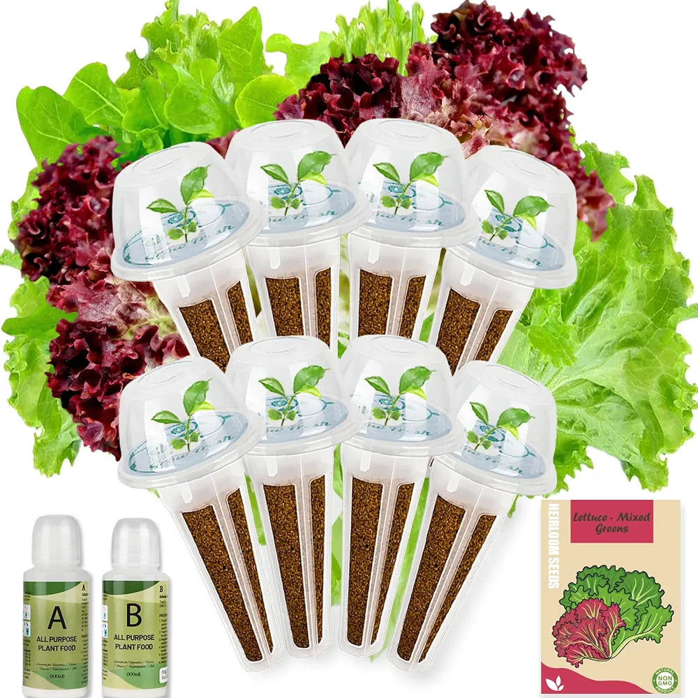 Salad Greens Mix Seed Pod Kit for Aerogarden, 8-Pods Hydroponic Refill Pack, Compatible with All Indoor Gardens, Includes Grow Sponges, Plant Food, Grow Anything Seed Pod Kit, 8-POD