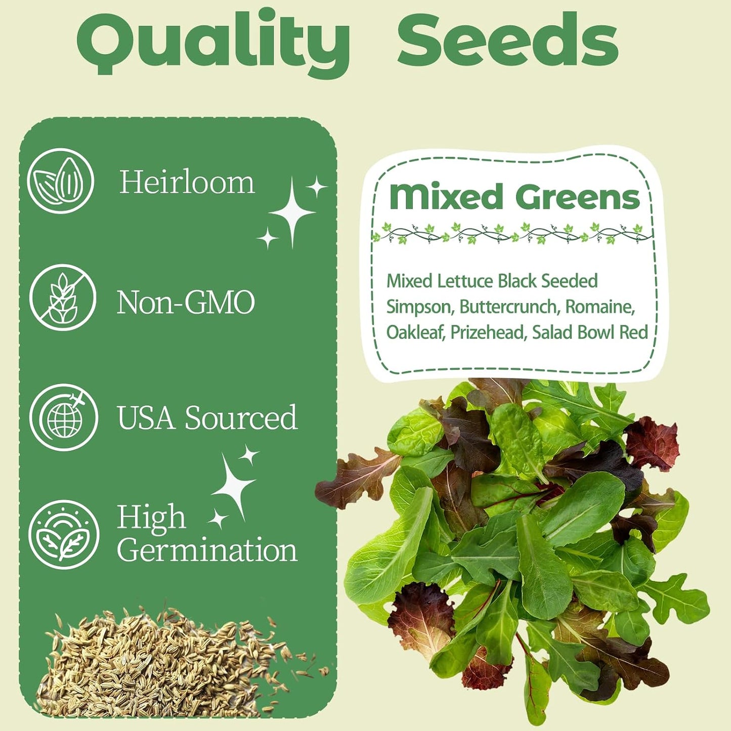 Salad Greens Mix Seed Pod Kit for Aerogarden, 8-Pods Hydroponic Refill Pack, Compatible with All Indoor Gardens, Includes Grow Sponges, Plant Food, Grow Anything Seed Pod Kit, 8-POD